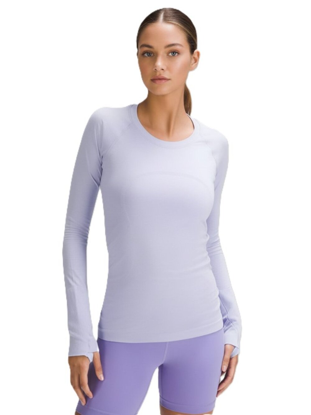 NWT LULULEMON Swiftly Long Sleeve Hip Length Lilac Smoke Size 8 $78 Retail